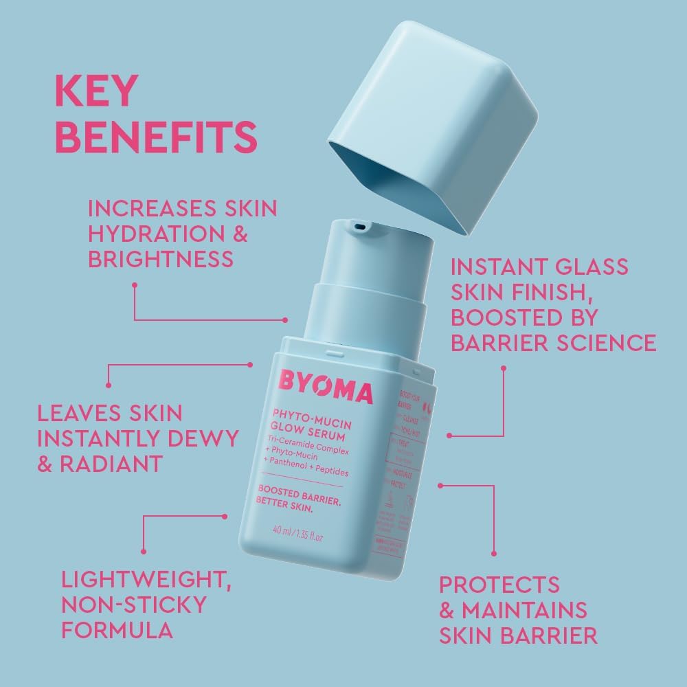 BYOMA Phyto-Mucin Glow Serum - Flawless Primer and Makeup Base - Strengthens Skin Barrier - 1.35 fl.oz | Mucin Face Serum, Glass Skin Effect, Plumps, Primes & Hydrates, Strengthens Skin Barrier, Flawless Primer and Makeup Base