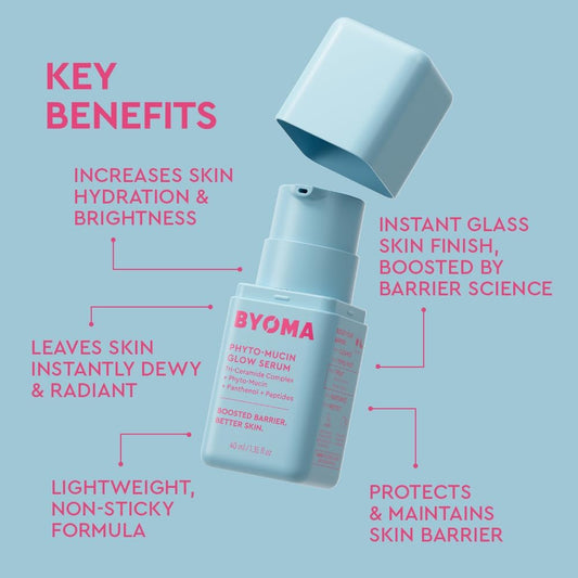 BYOMA Phyto-Mucin Glow Serum - Flawless Primer and Makeup Base - Strengthens Skin Barrier - 1.35 fl.oz | Mucin Face Serum, Glass Skin Effect, Plumps, Primes & Hydrates, Strengthens Skin Barrier, Flawless Primer and Makeup Base