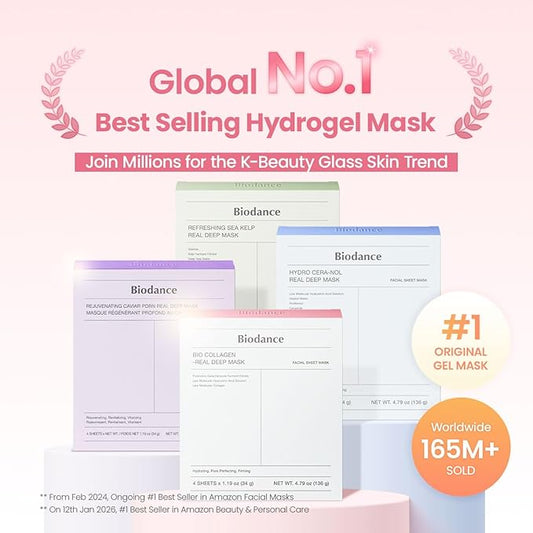 BIODANCE Bio-Collagen Real Deep Mask, Hydrating Overnight Mask, Water Locking, Pore Minimizing, Elasticity Improvement, 34g x4ea