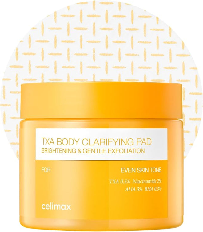 celimax TXA Body Clarifying Pads with Tranexamic Acid, AHA, BHA &amp; Niacinamide | K-Beauty Korean Exfoliating Body Pads for KP, Bumpy Skin, Strawberry Skin, Dark Underarms &amp; Ingrown Hair, 50 sheets