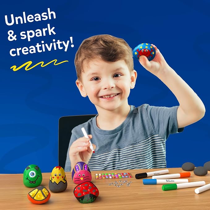 Skillmatics Rock Painting Kit - Mess-Free Art & Craft Activity | Craft Kits & Supplies, DIY Creative Activity, Gifts for Girls & Boys Ages 4, 5, 6, 7, 8, 9, 10, 11, 12