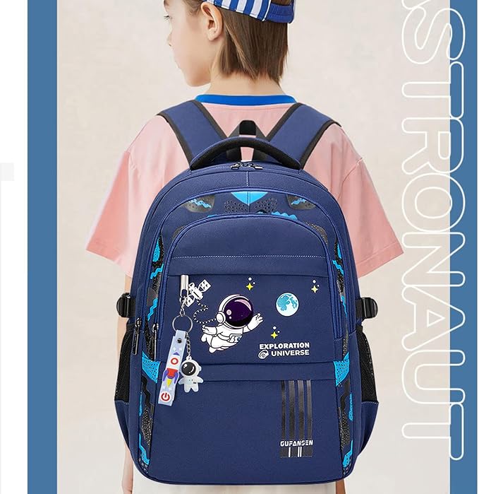 Astronaut Backpack for Boys Teens, Large Capacity School Bag Bookbag for Kids Elementary Middle