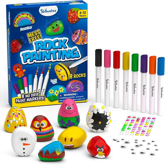Skillmatics Rock Painting Kit - Mess-Free Art & Craft Activity | Craft Kits & Supplies, DIY Creative Activity, Gifts for Girls & Boys Ages 4, 5, 6, 7, 8, 9, 10, 11, 12