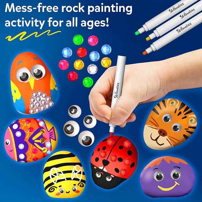 Skillmatics Rock Painting Kit - Mess-Free Art & Craft Activity | Craft Kits & Supplies, DIY Creative Activity, Gifts for Girls & Boys Ages 4, 5, 6, 7, 8, 9, 10, 11, 12