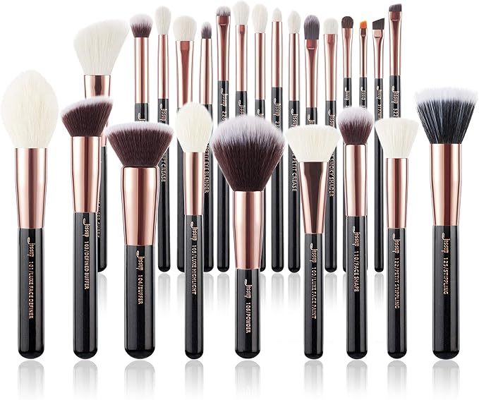 Jessup Brand 25pcs Professional Makeup Brush set Beauty Cosmetic Foundation Power Blushes eyelashes Lipstick Natural-Synthetic Hair Brushes (Black/Rose...