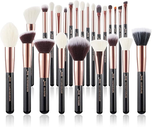 Jessup Brand 25pcs Professional Makeup Brush set Beauty Cosmetic Foundation Power Blushes eyelashes Lipstick Natural-Synthetic Hair Brushes (Black/Rose...