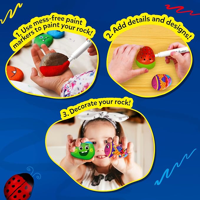 Skillmatics Rock Painting Kit - Mess-Free Art & Craft Activity | Craft Kits & Supplies, DIY Creative Activity, Gifts for Girls & Boys Ages 4, 5, 6, 7, 8, 9, 10, 11, 12